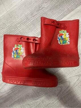 Vintage Sesame Street Red Rain Boots with Characters
